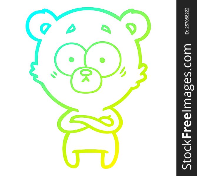Cold Gradient Line Drawing Surprised Bear Cartoon