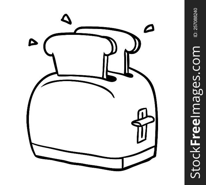 line drawing of a toaster toasting bread. line drawing of a toaster toasting bread