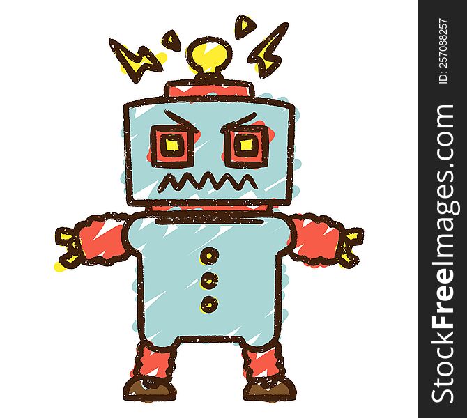 Angry Robot Chalk Drawing