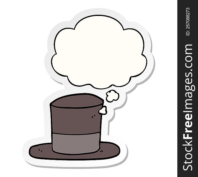 Cartoon Top Hat And Thought Bubble As A Printed Sticker