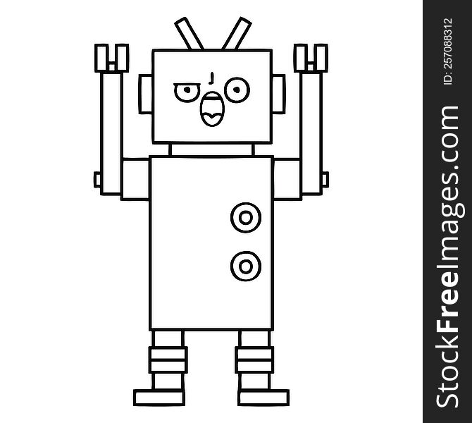 Line Drawing Cartoon Angry Robot
