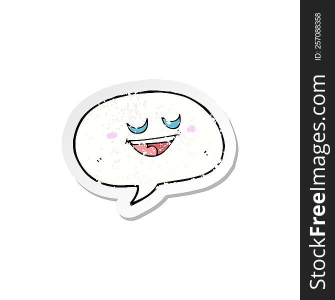 Retro Distressed Sticker Of A Cute Cartoon Speech Bubble