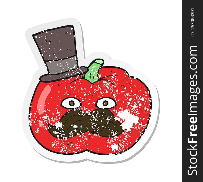 retro distressed sticker of a cartoon posh tomato