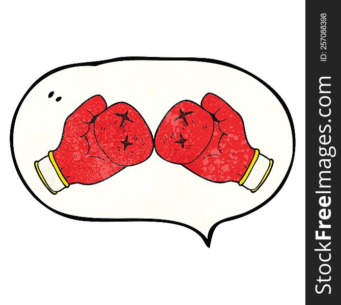 freehand speech bubble textured cartoon boxing glove
