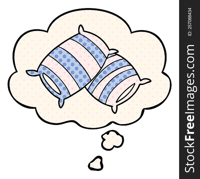 Cartoon Pillows And Thought Bubble In Comic Book Style