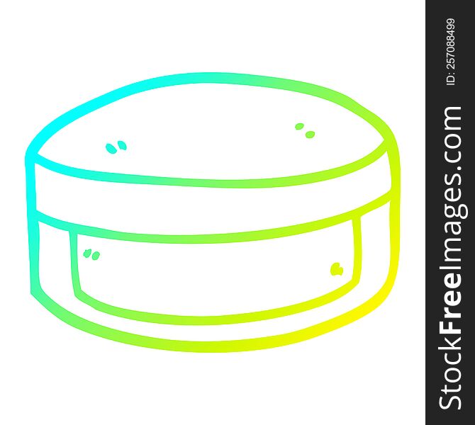 cold gradient line drawing of a cartoon beauty lotion tub