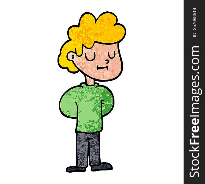 grunge textured illustration cartoon happy boy