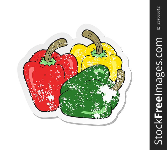 Retro Distressed Sticker Of A Cartoon Peppers