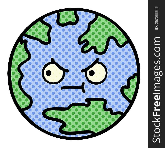 comic book style cartoon of a planet earth