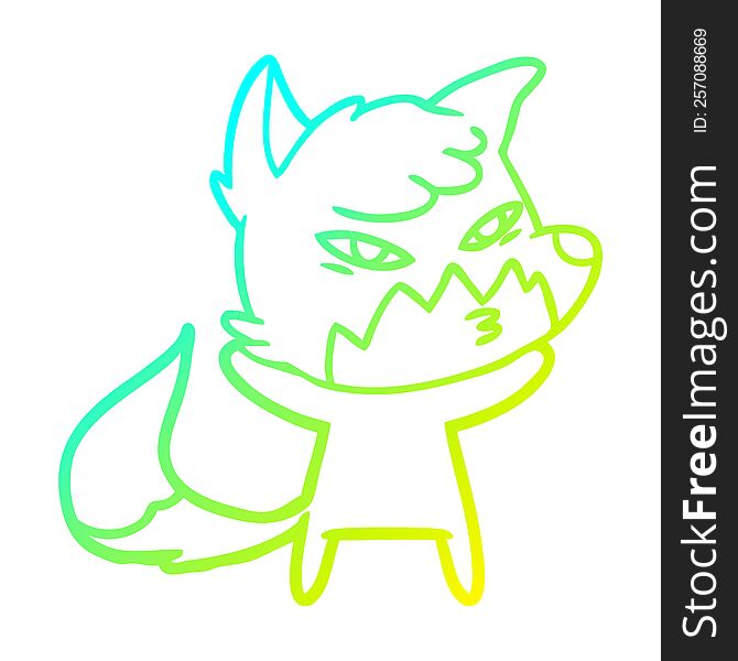 Cold Gradient Line Drawing Clever Cartoon Fox