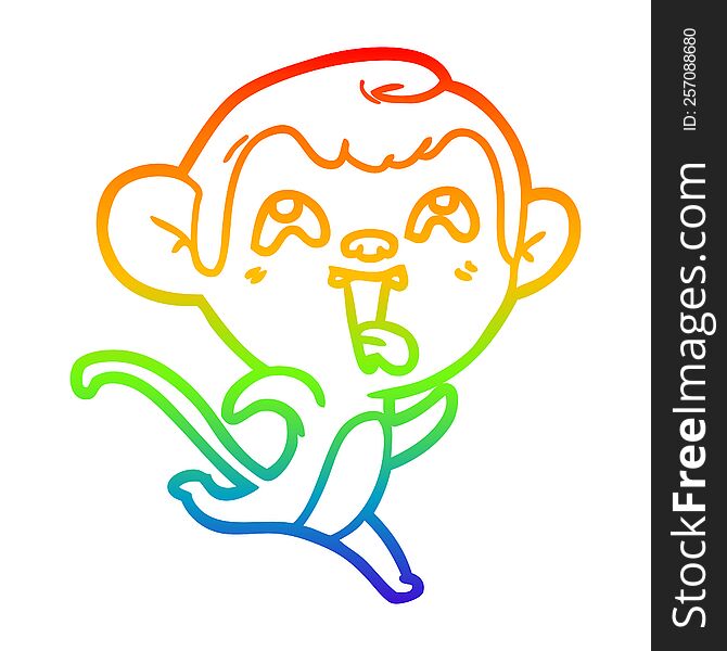 rainbow gradient line drawing of a crazy cartoon monkey