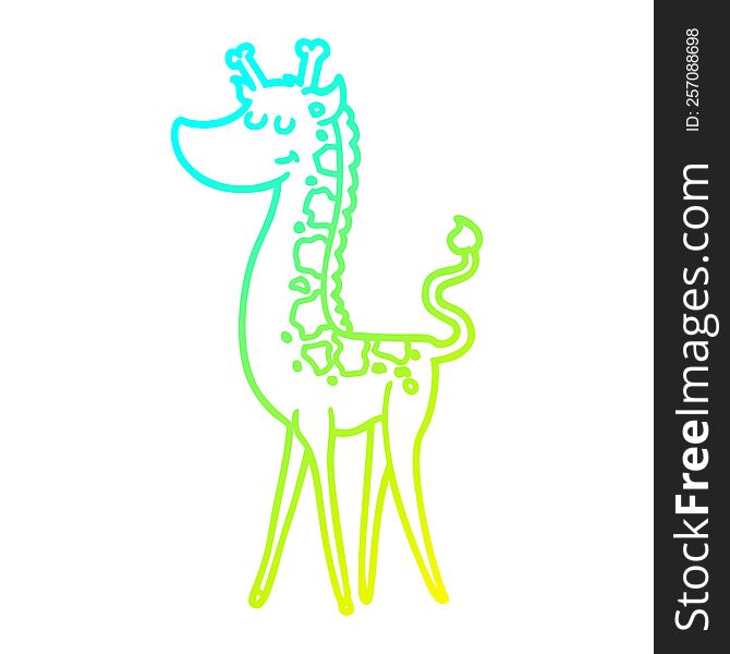 Cold Gradient Line Drawing Cartoon Giraffe