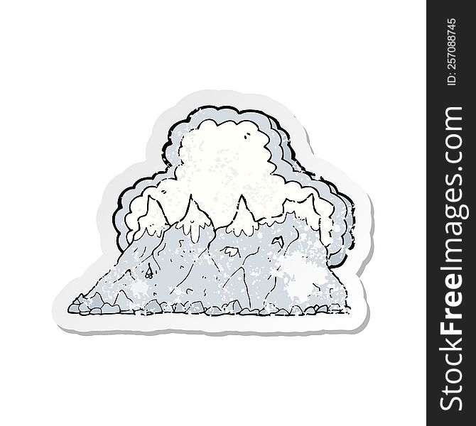 retro distressed sticker of a cartoon mountain range