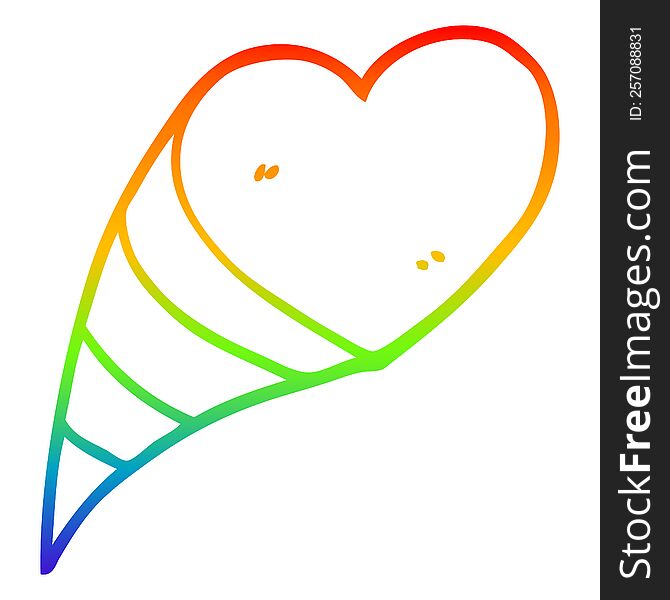 rainbow gradient line drawing of a cartoon love hearts