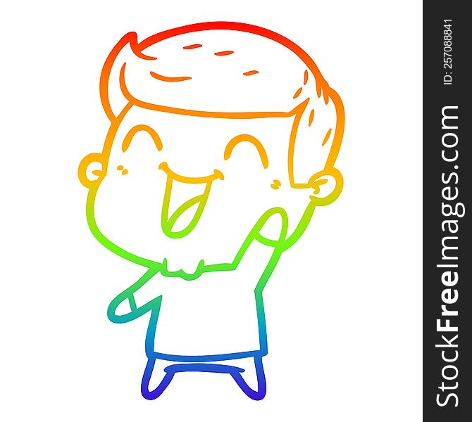 rainbow gradient line drawing of a cartoon man laughing