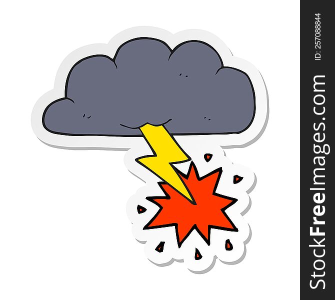 Sticker Of A Cartoon Thundercloud