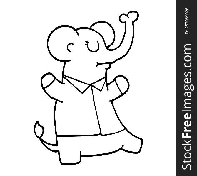 line drawing cartoon elephant wearing shirt