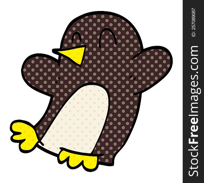cartoon doodle dancing penguin