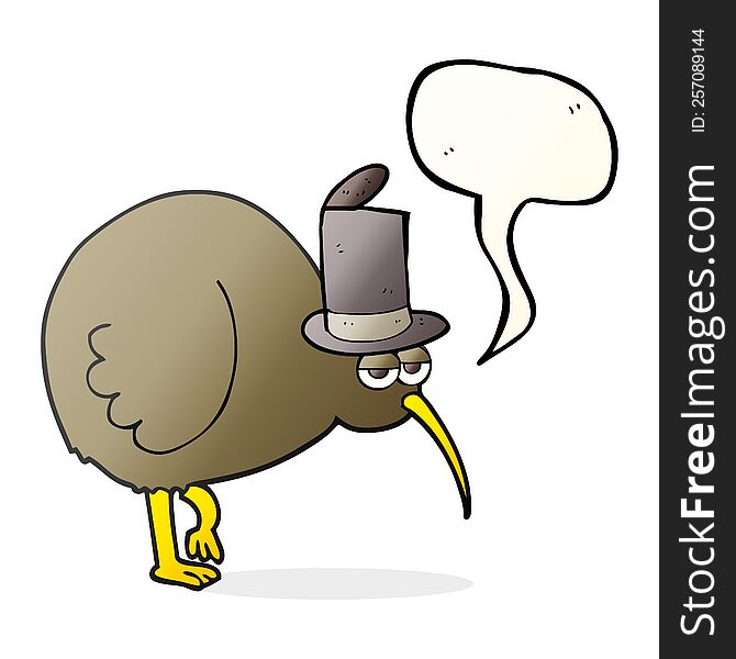 freehand drawn speech bubble cartoon kiwi bird