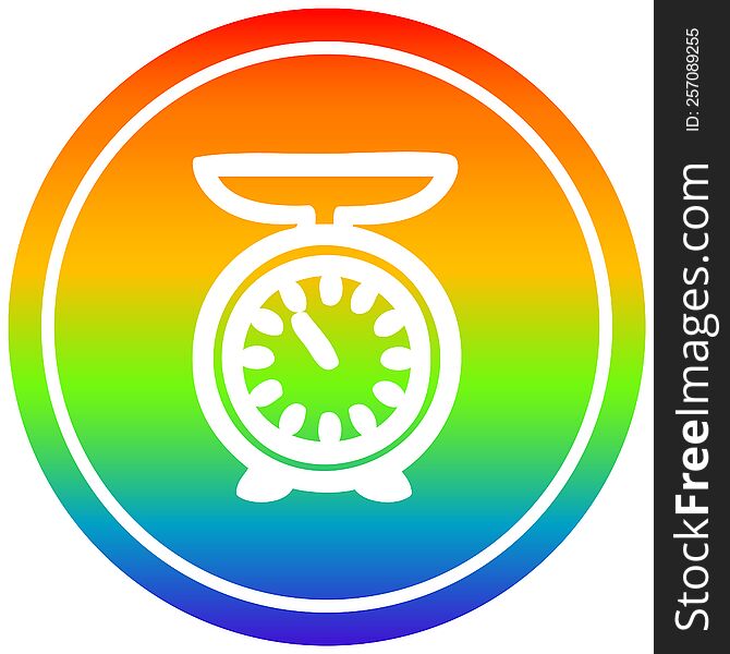 weighing scales circular in rainbow spectrum