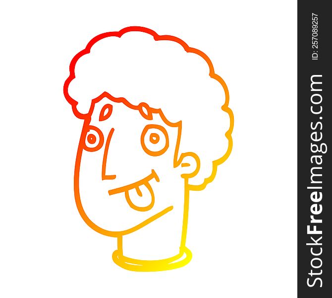 Warm Gradient Line Drawing Cartoon Funny Male Face