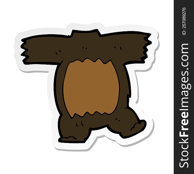 sticker of a cartoon black bear body (mix and match cartoons