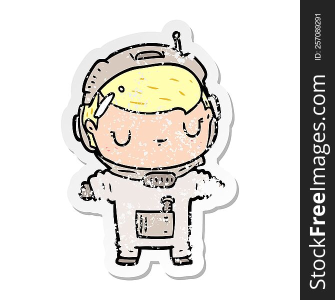 Distressed Sticker Of A Cartoon Astronaut