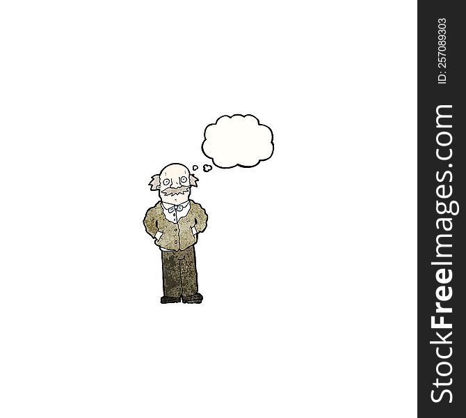 cartoon grandfather with thought bubble