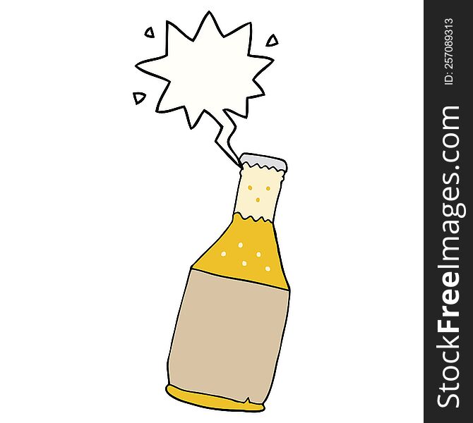 Cartoon Beer Bottle And Speech Bubble