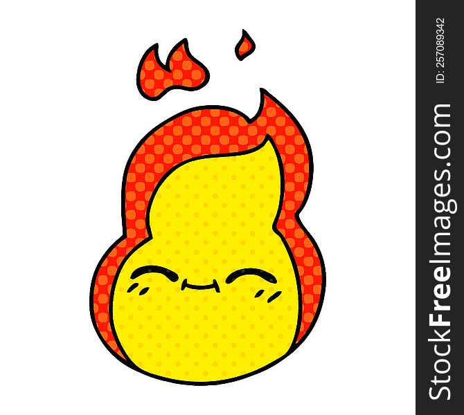 freehand drawn cartoon of cute kawaii fire flame