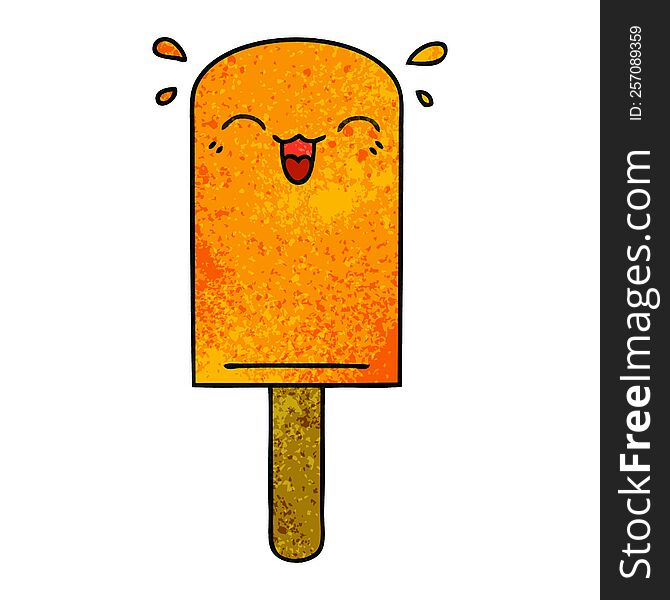 quirky hand drawn cartoon orange ice lolly