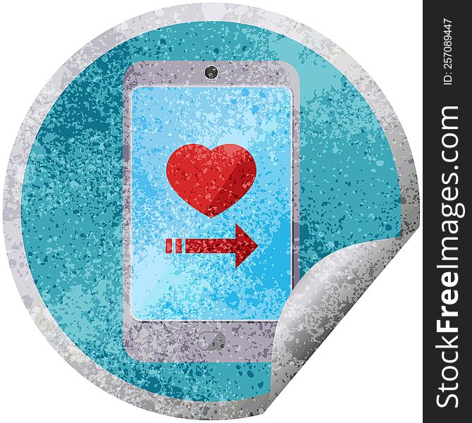 Dating App On Cell Phone Graphic Circular Sticker