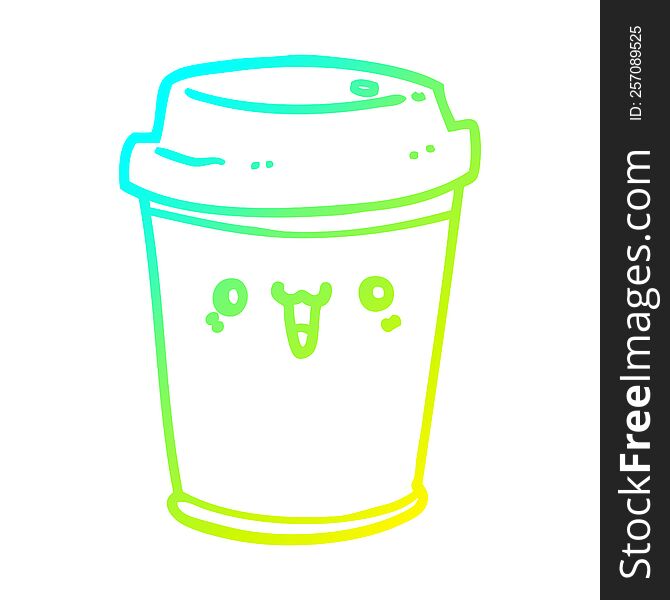 Cold Gradient Line Drawing Cartoon Take Out Coffee