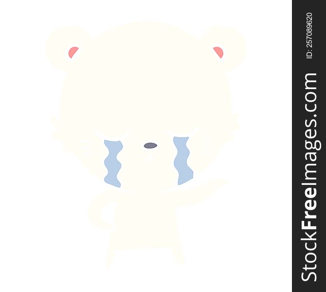 crying flat color style cartoon polarbear
