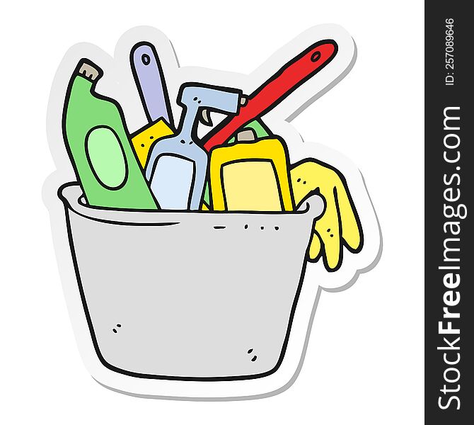 sticker of a cleaning products cartoon