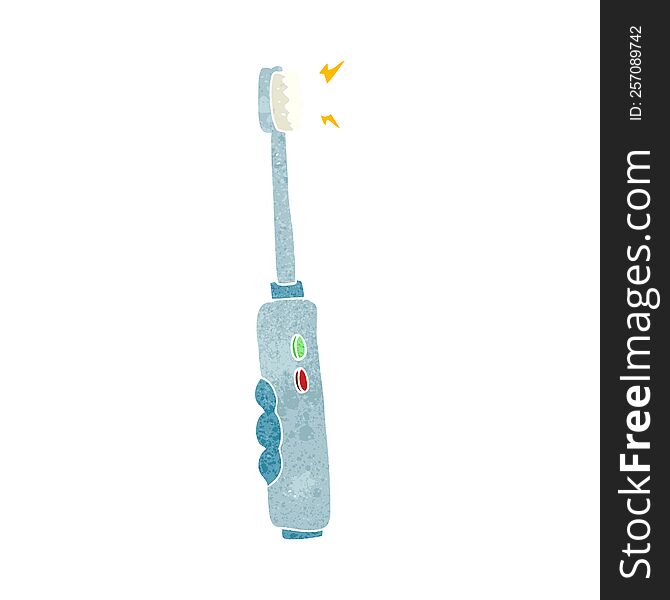 freehand retro cartoon buzzing electric toothbrush