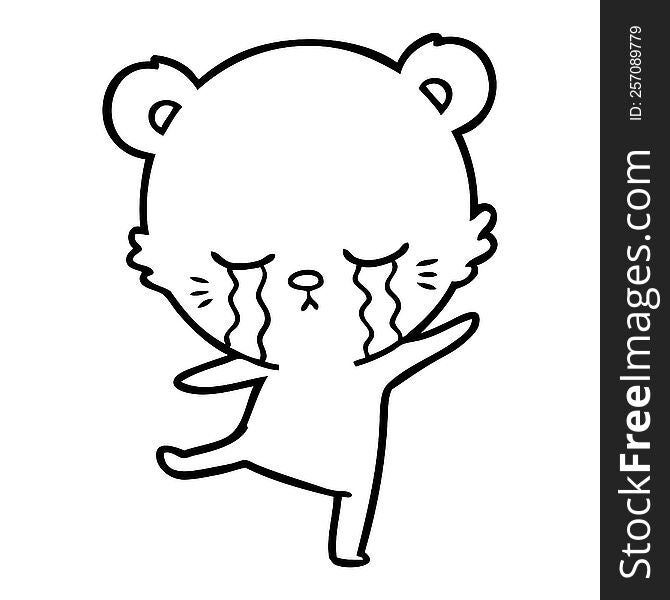 crying cartoon bear balancing. crying cartoon bear balancing