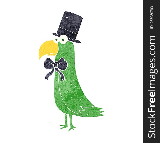 Retro Cartoon Posh Parrot