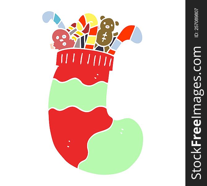 cartoon doodle christmas stocking full of toys