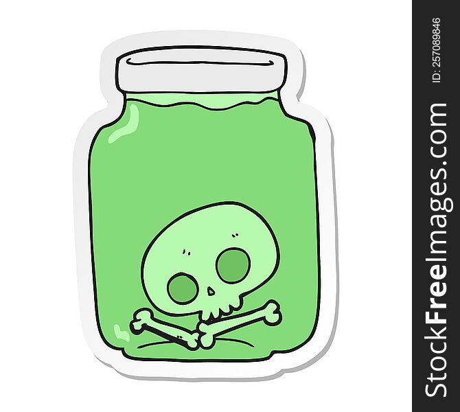 sticker of a cartoon jar with skull
