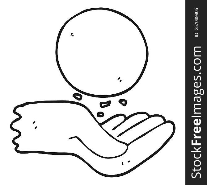 Black And White Cartoon Hand Throwing Ball