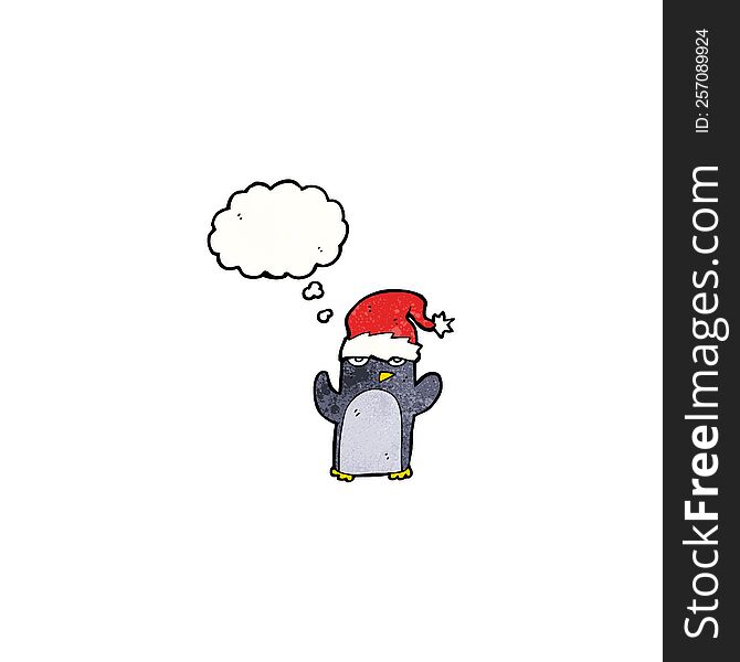 cartoon penguin in christmas hat