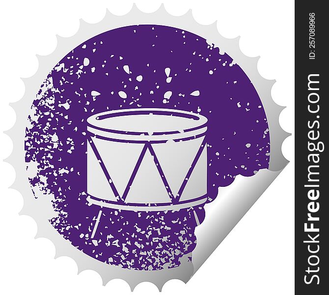 Distressed Circular Peeling Sticker Symbol Drum