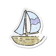Retro Distressed Sticker Of A Cartoon Sail Ship Stock Images