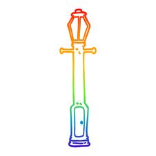 Rainbow Gradient Line Drawing Cartoon Lamp Post Stock Image