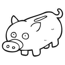 Black And White Cartoon Piggy Bank Royalty Free Stock Photo