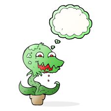Thought Bubble Cartoon Monster Plant Stock Photography