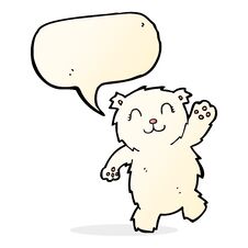 Cartoon Waving Polar Bear With Speech Bubble Royalty Free Stock Photography
