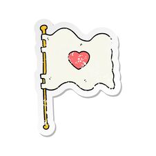 Distressed Sticker Of A Cartoon Flag With Love Heart Stock Image