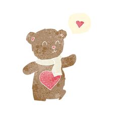 Cartoon Cute Bear With Love Heart Stock Images